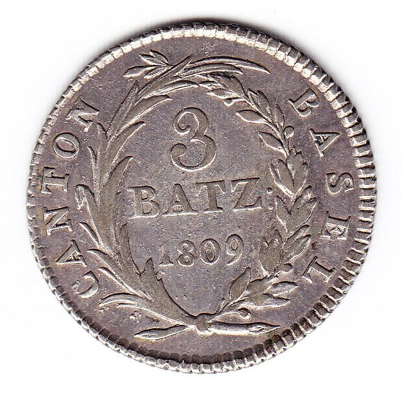 1809 Basel 3 Batzen Coin (b245) - Picture 1 of 2
